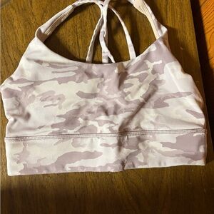 lululemon athletica Pink Camo Strappy Sports Bra